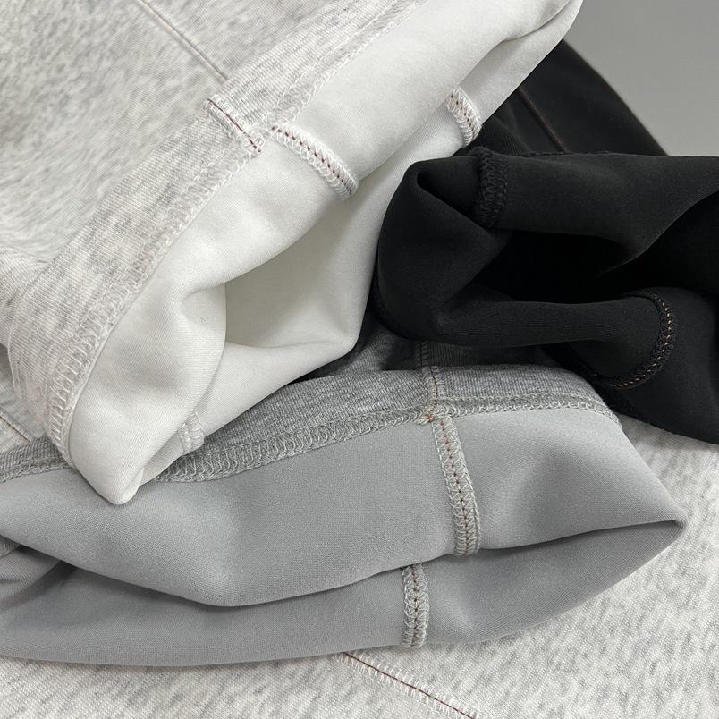 Women's Minimalist Curved-Leg Elastic Waist Pants, Contrast Stitching, Spring/Autumn Style, Loose Fit, with Pockets, Versatile Sweatpants.