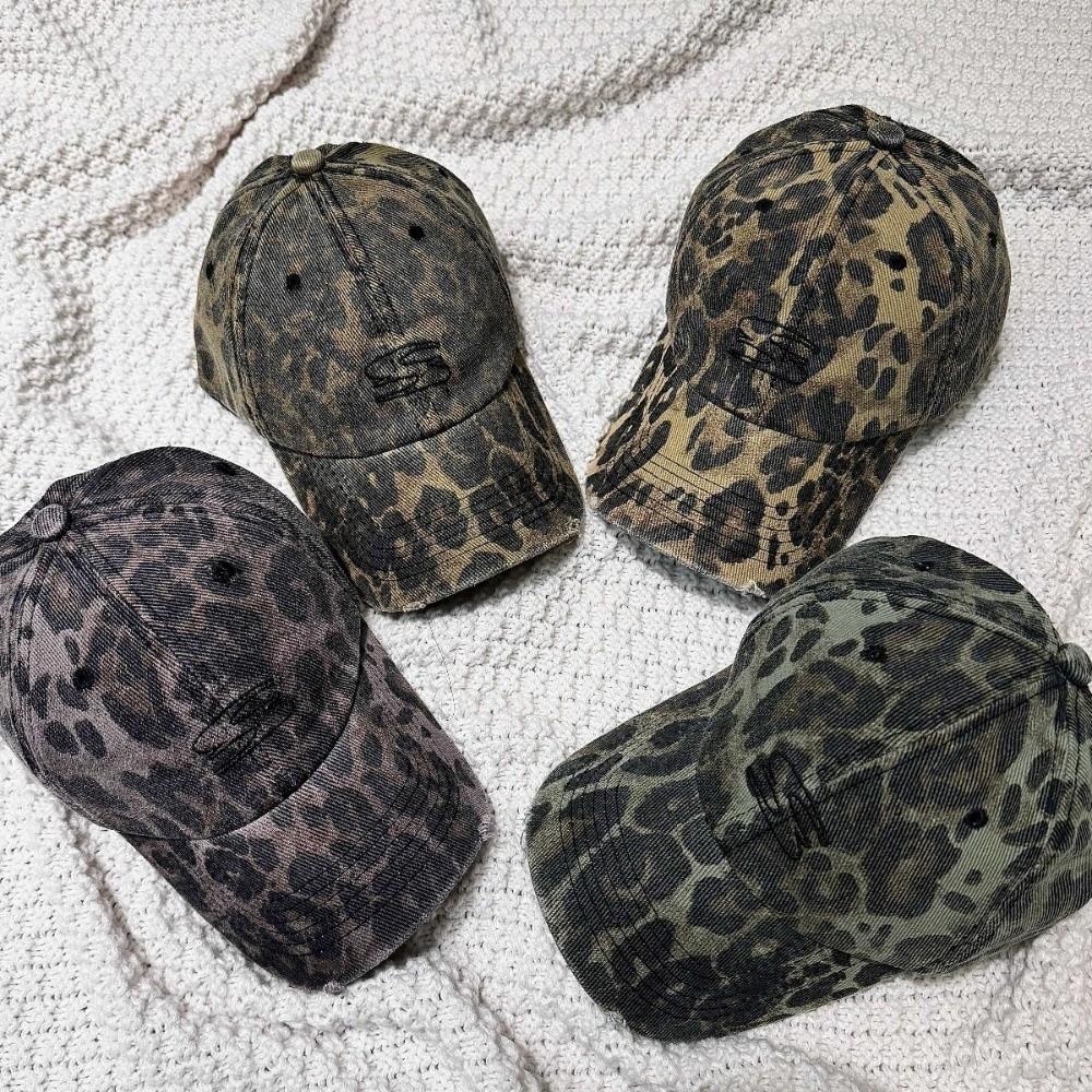 Passende Retro-Leopardenmuster-Kappe Verstellbarer Riemen Atmungsaktive Schirmmütze Sonnenhut Für Männer Frauen