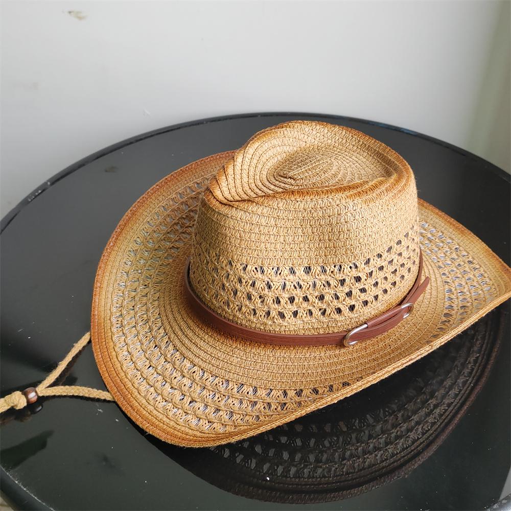 Holllow Cowboy Straw Hat Women Men Summer Handmade Vintage Hollow Western Brim Sun Protection Fisherman Mountaineering Bohemian