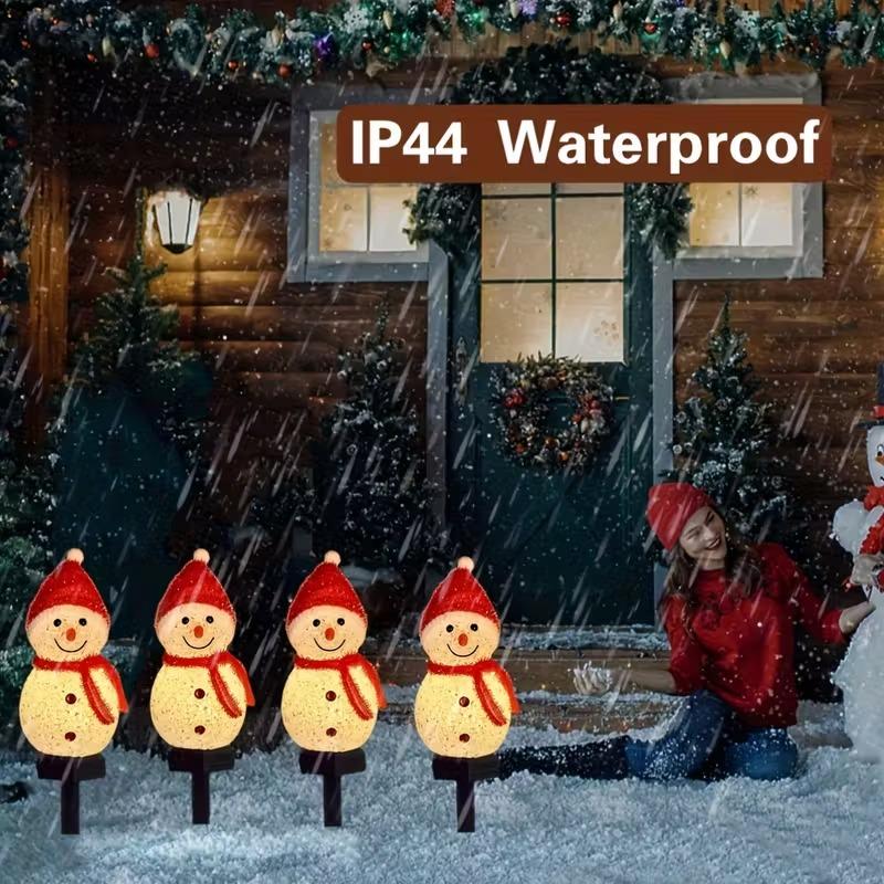 Solar Schneemann Weihnachtsbeleuchtung für Außendekoration Solarbetriebene Schneemann Gartenstecker Lichter für Weihnachten und Garten