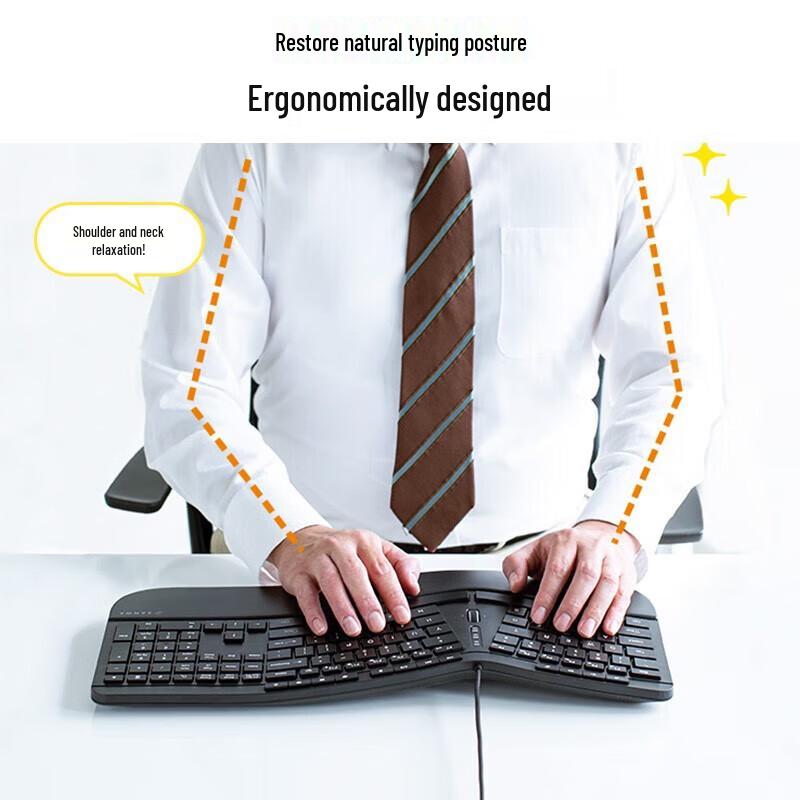 Shanye Ergonomic Wired Keyboard with Wrist Rest and 4-Way Scroll Wheel