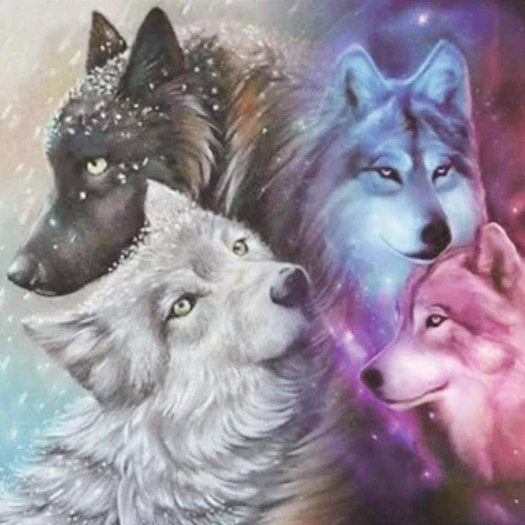5D DIY Full Drill Diamond Painting 2 Wolves Cross Stitch Embroidery Crafts NIGH 5D DIY Full Drill Diamond Painting 2 Wolves Cross Stitch Embroidery Crafts NIGH
