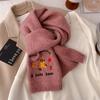Bufanda de lana tejida bordada con oso para mujer, invierno, nueva, de alta gama, cálida, engrosada, color marrón puro