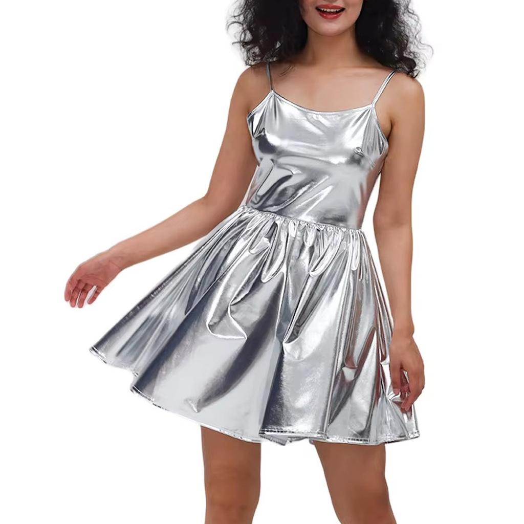  Costume Women's Shiny Party Dress For Carnival, Fancy Dress & Rave, Space Girl Outfit As Clubwear For Disco & Night Club