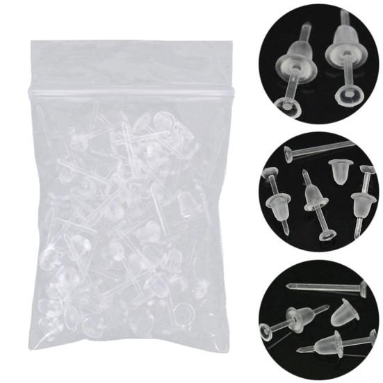 50 Teile/satz Unisex Klar Kunststoff Ohrring Post Ohr Pins Rücken DIY Schmuck Zubehör