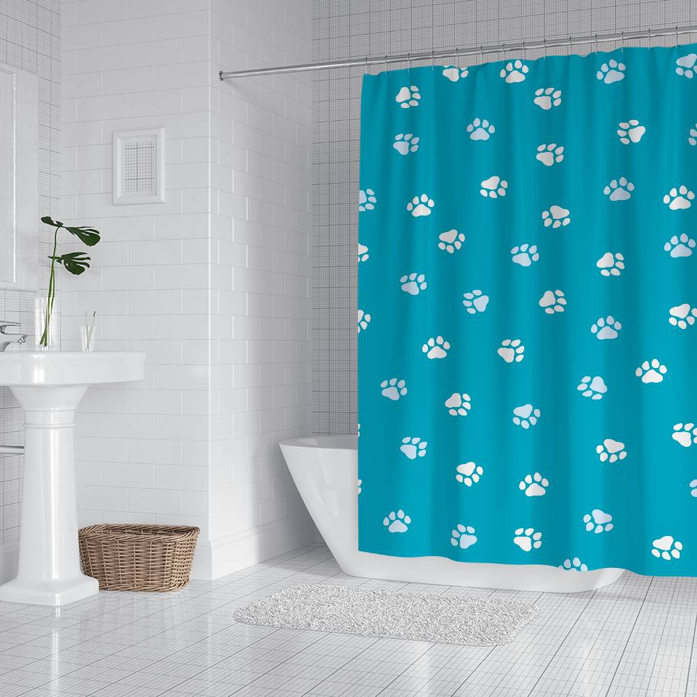 Animal Paw Print Bathroom Shower Curtain Bathroom Partition Curtain Light Opaque Waterproof Material Bathroom