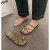 Fashion Stylish Women Flip Flop Cross Strap Slide Sandals Comfortable Toe Loop Beach Slipper with Casual Solid Color Design for Summer