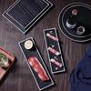 Matte Black Ceramic Wood Grain Plate for Steak, Barbecue, Snacks, and Desserts
