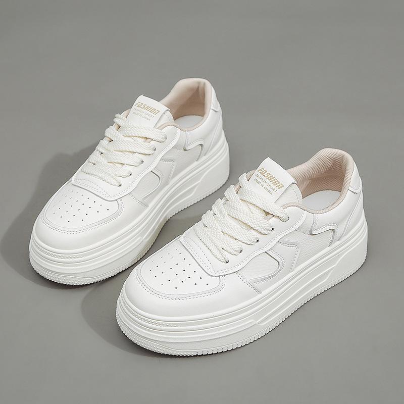 Platform white shoes women's versatile spring and autumn muffin 2025 summer new popular Internet celebrity orders surge casual sports shoes