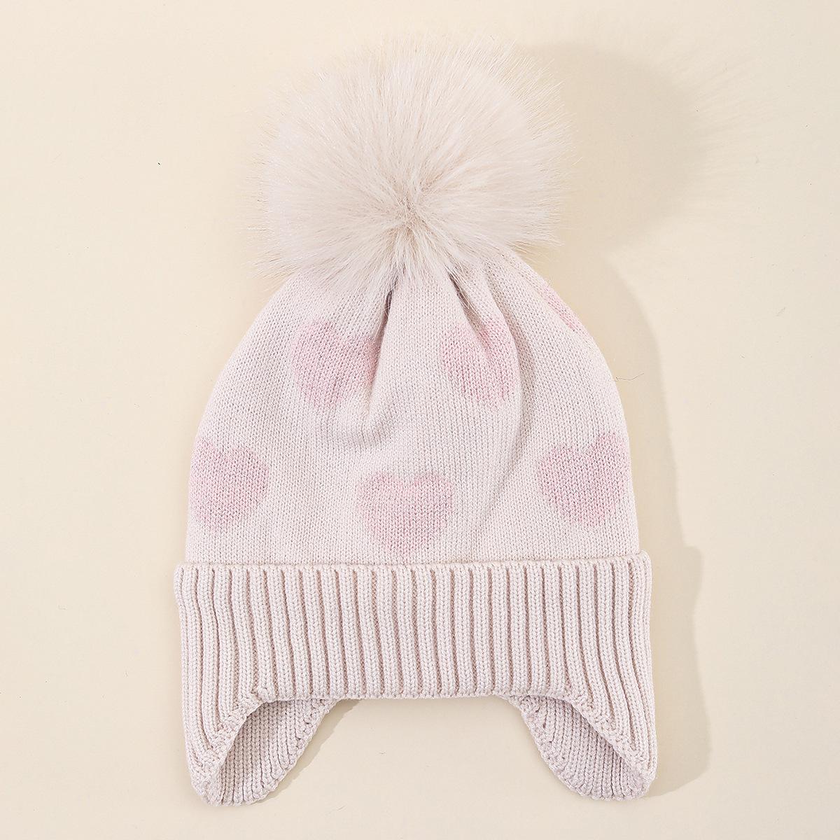 

Нова вовняна дитяча шапка: Тепла зимова в язка з захистом вух у корейському стилі з флісовою підкладкою вершковий