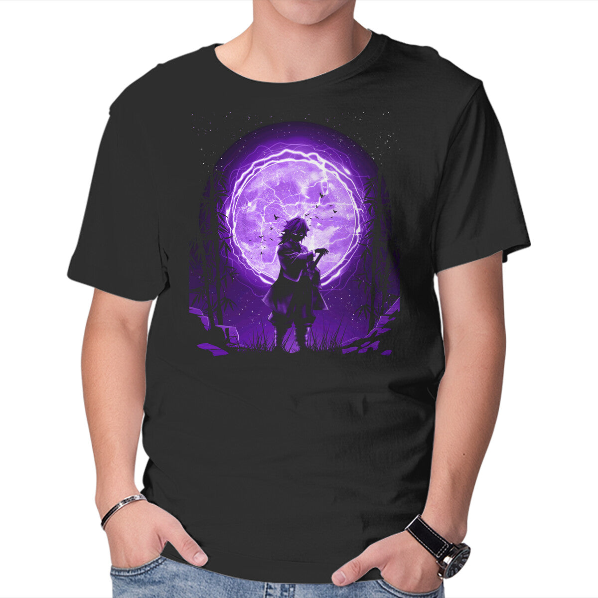 Unisex Crew Neck T-Shirt Giyu Slayer Graphic Short Sleeve Casual Tee XXL