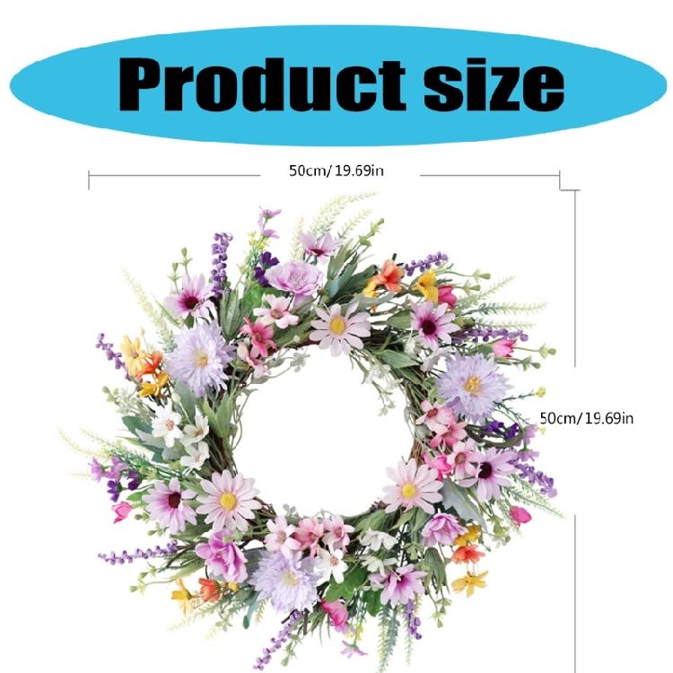 Artificial Flower Wreath Spring Festival Wreath Artificial Flower Wreath for Front Door Hallway Garden Farmhouses