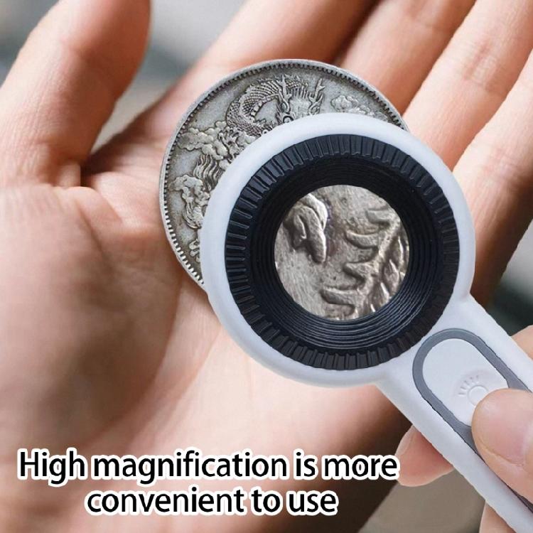 Practical Rechargeable Jewelry Magnifying Glass with High Power Lens and Light Functionality Handheld Loupe ABS Texture