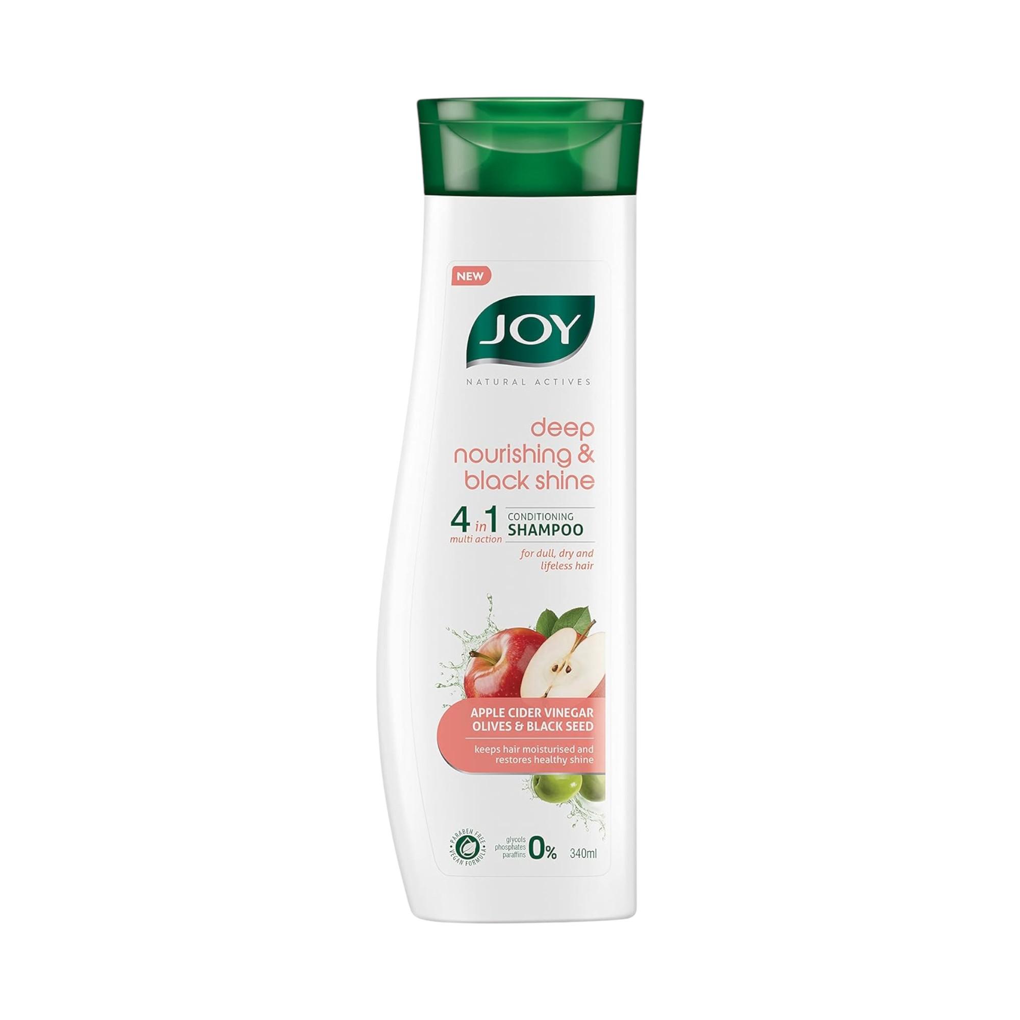 

Joy Natural Actives 4 in 1 Deep Nourishing & Black Shine Conditioning Shampoo for Dull Hair 340ml Apple Cider Vinegar