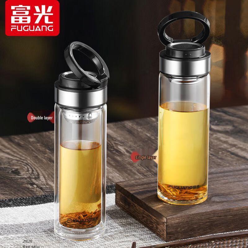 FUGUANG G1707-SH-330 Double-Layer Portable Glass Cup