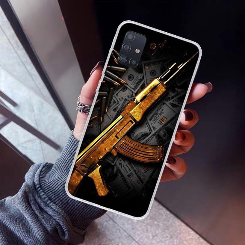 Custodia per Telefono AK47 Pistola Munizioni Per Samsung Galaxy A52 A51 A50S A32 A22 A12 A02S A72 A71 A31 A70 A30S Note 20 Ultra 10 Plus