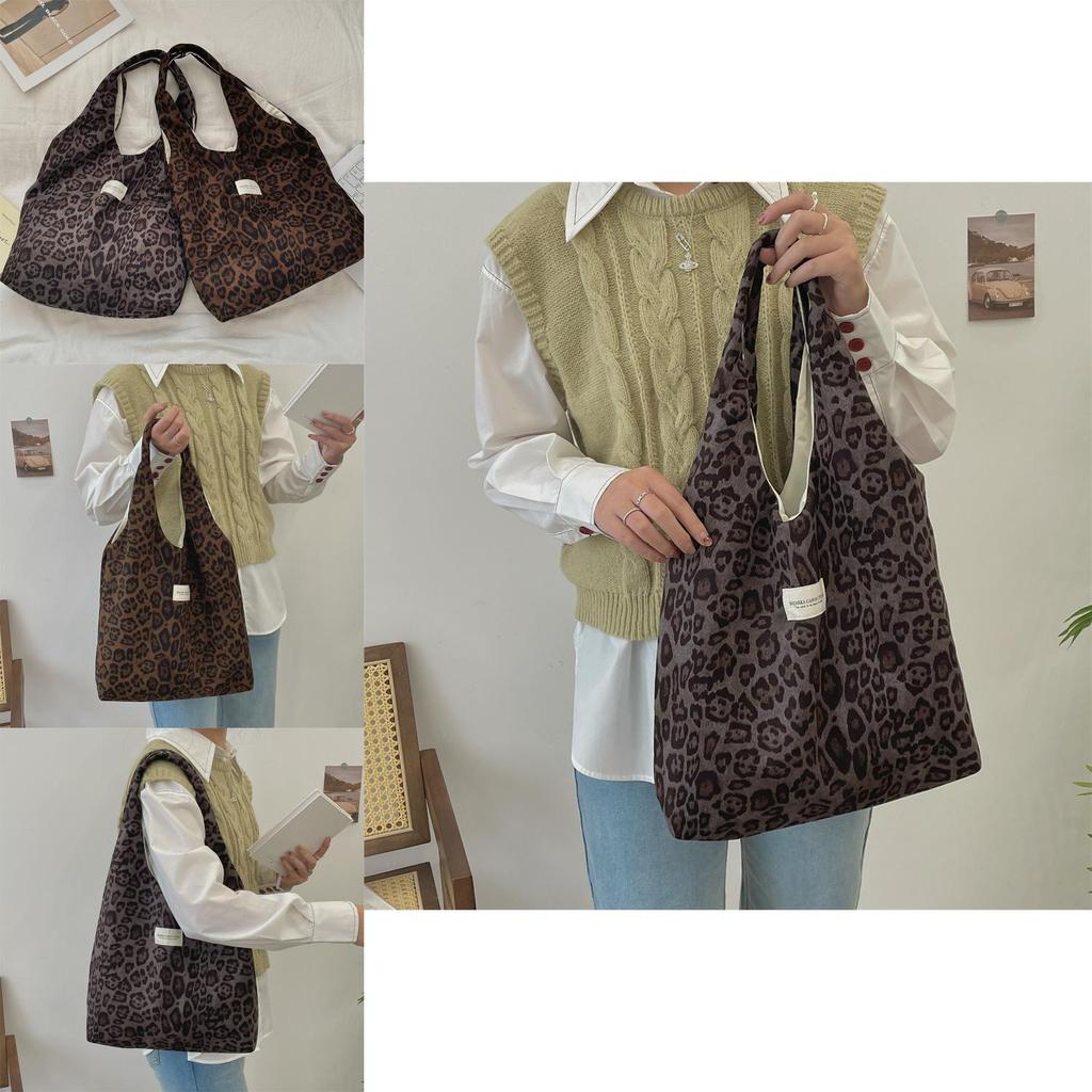 Stylish Large Capacity Suede Leopard Print Tote Bag For Women Versatile Bag Design