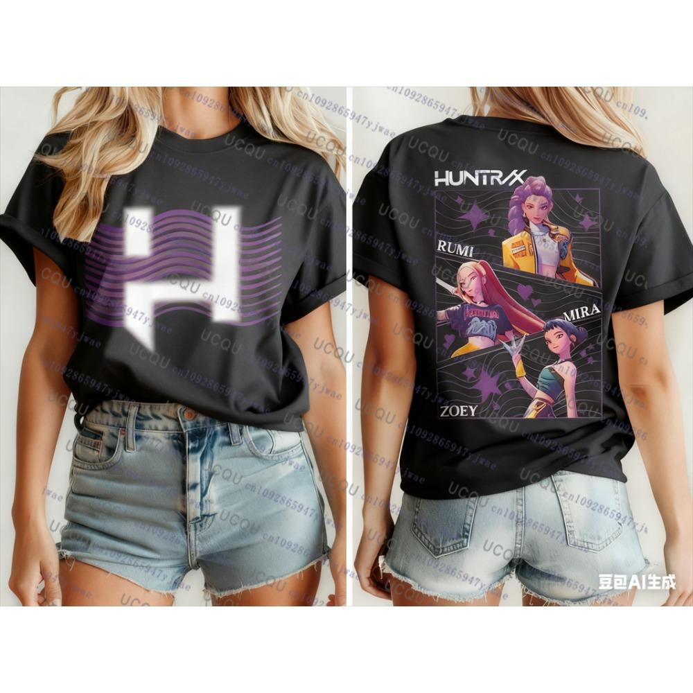 Autumn short sleeved T-shirt Harajuku Kpop Devil Hunter Y2k casual fashion cotton role-playing T-shirt for men and women