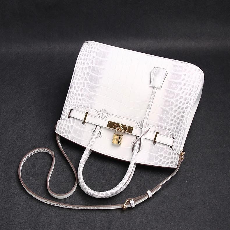 Leather Crocodile Pattern Platinum Bag, Large Capacity, Fashionable and Versatile Women's Bag, Single-shoulder Hand-carry Crossbody Bag, Portable