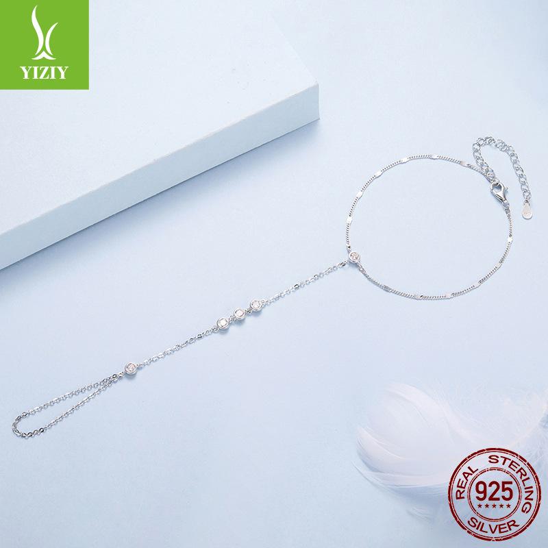 S925 Sterling Silver Fringed Bracelet And Ring Integrated Chain, Simple, Personalized And High-End Hand Jewelry.