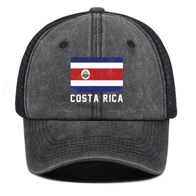 Flag of Costa Rica Print Snapback Trucker Hat, Patriotic Man's Cap Adjustable Buckle Leisure Vintage-Inspired Fashion Adjustable Mesh Cap