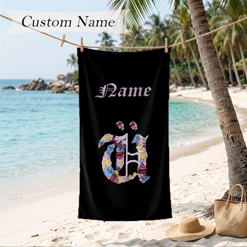 GD Custom Name Printed Beach Towel Personalized Soft Towel For Swimming Beach Travel