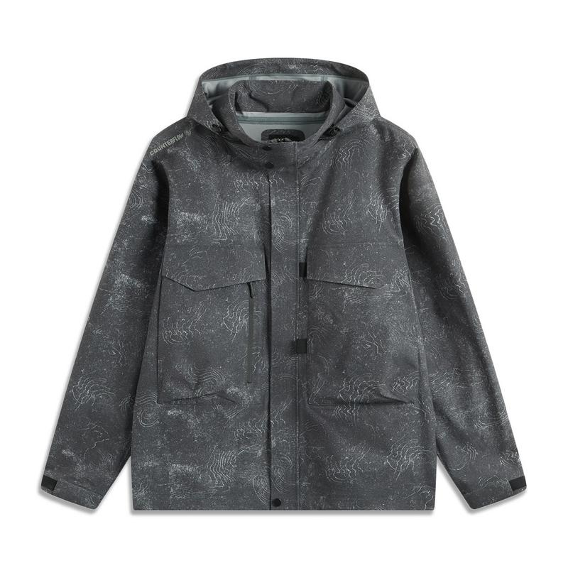 Li Ning CF Su Wan Long Jia Series Full Print Zipper Hooded Comfortable Breathable Long Sleeve Waterproof Windproof Jacket Unisex Jacket AEMU043-5