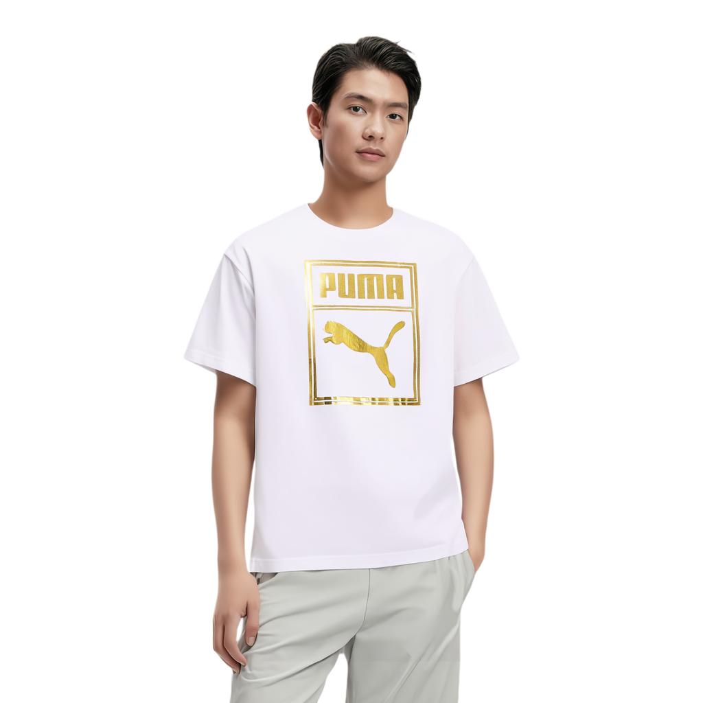PUMA T Shirts Unisex White Crew Neck Moderate Straight Fit 689271-02