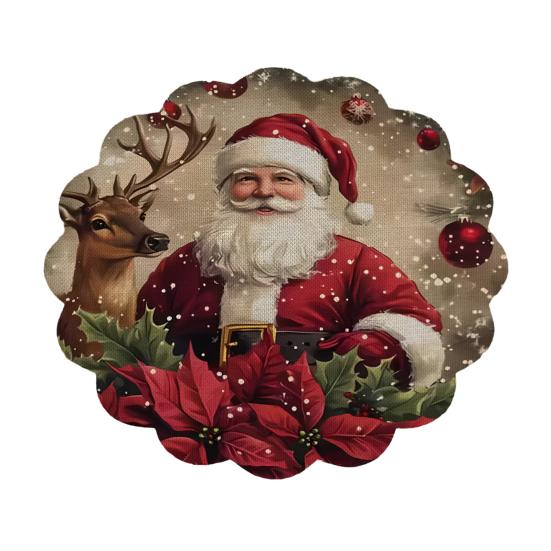 Tapis décoratif d'isolation thermique Rond Set de table de Noël, 14 pouces Motif festif Antidérapant Protecteur de table, Protecteur de table pour maison de vacances Endroit pour