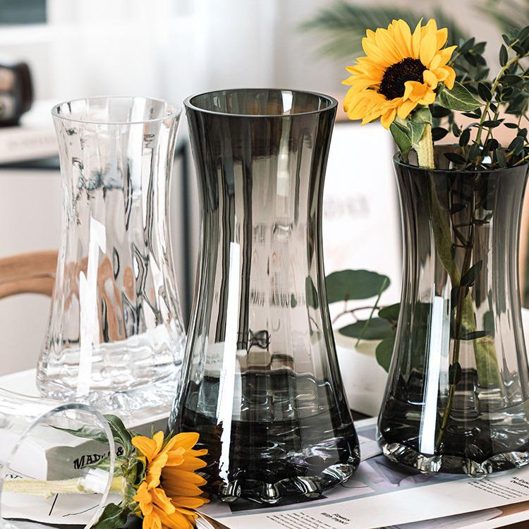 Gold-Painted Transparent Glass Vase for Fresh or Dried Flowers - Nordic Style Flower Arrangement Ornament