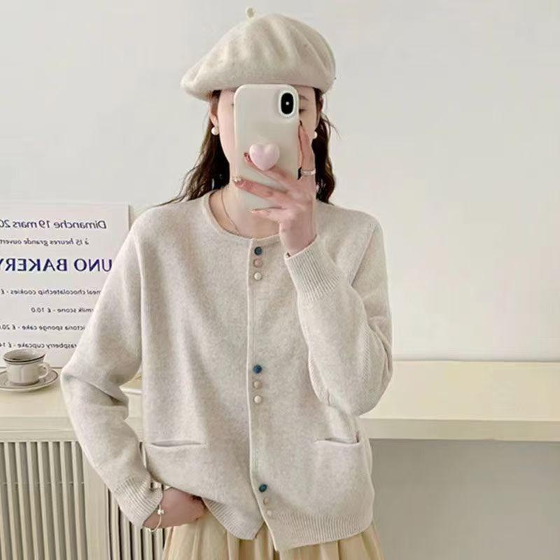 New fashion soft waxy sweater jacket women's autumn and winter loose knitted cardigan small top