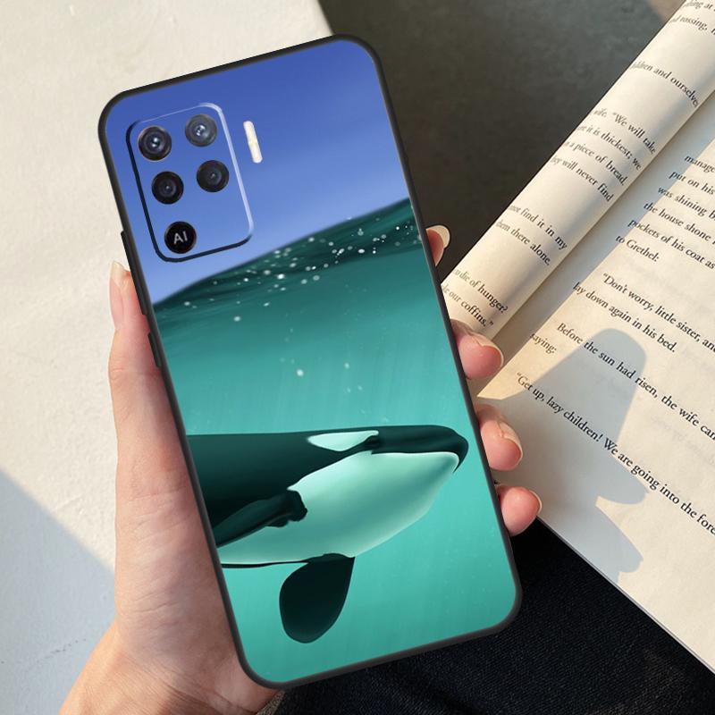 Süße Blaue Orca Hülle Für Oppo A58 A98 A78 A18 A38 A60 A80 A40 A77 A57 A17 A74 A54 A94 A96 A76 A16 A15 A5 Pro
