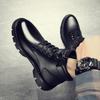 Men's Ankle Boots High Quality Casual Leather Boots High Top Motorcycle Boots Lace-up Men Platform Booties Botas Hombre