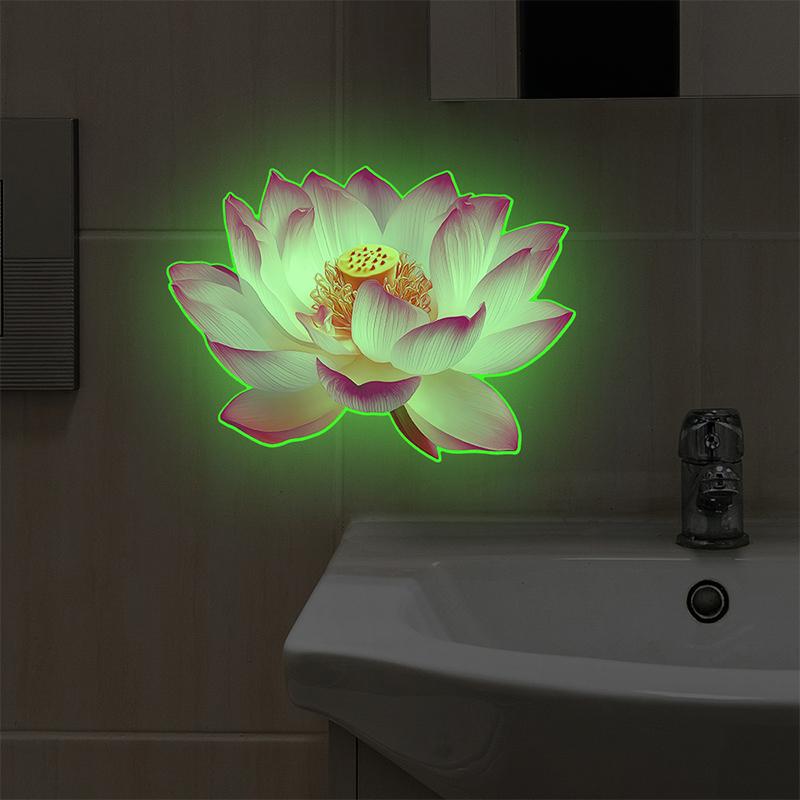 Glow-In-The-Dark Toilet Sticker Lotus Wall Sticker Self-Adhesive Removable Sticker Bathroom Decal Car Sticker Home Decor