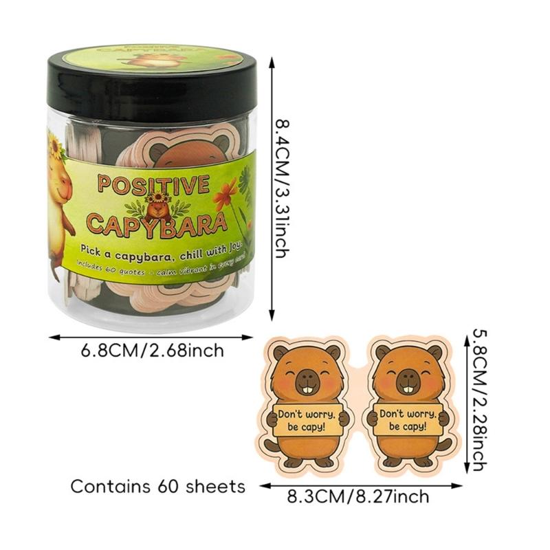 60 Sheets Multifunctional Animal Greeting Cards Positive Affirmation Cards in Plastic Jar for Children Adult Coworkers