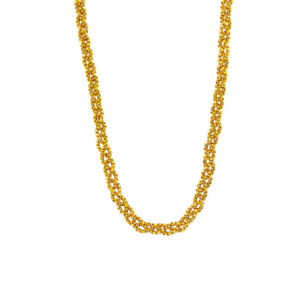 European  American Retro Woven Box Necklace, 18K Plated Stainless Steel, Color Retention Collarbone Chain, YS43.