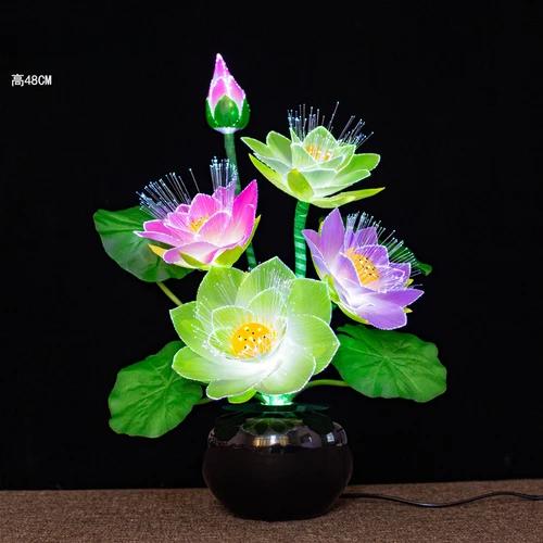 Tkanina z włókna optycznego Symulowany świecznik Kolorowa dekoracja kwiatowa Bonsai przed Buddą Feng Shui