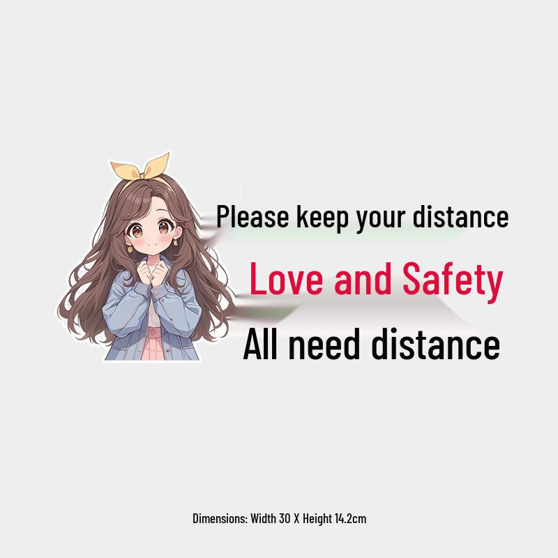 Keep Safe Distance: Love and Safety Need Space - Fun Sticker for Female Drivers