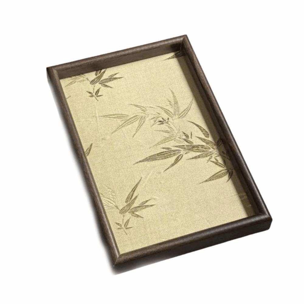 Embroidery Pattern Bamboo Leaf Serving Tray Chinese Style Tea Food Tray New Storage Tray Home Use