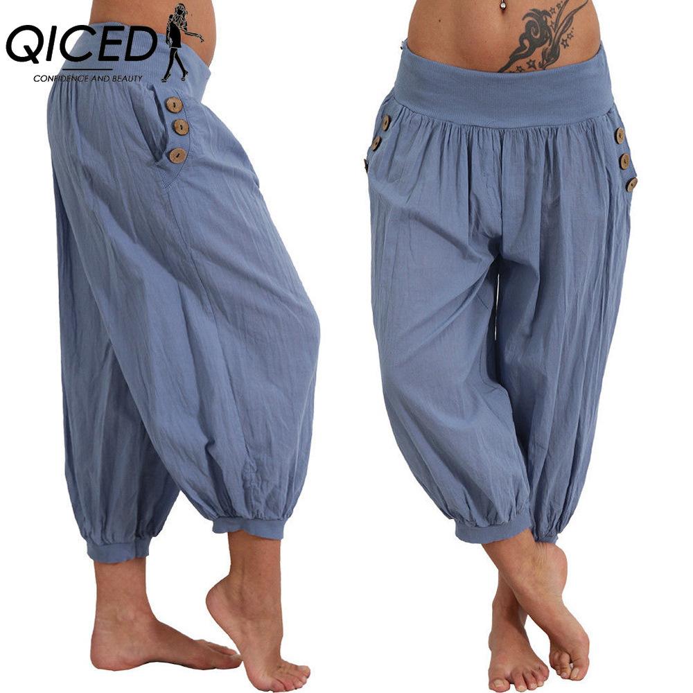 

QICED Летние женские прохладные брюки Повседневные свободные брюки с широкими штанинами больших размеров Удобные брюки для отдыха XXXXL