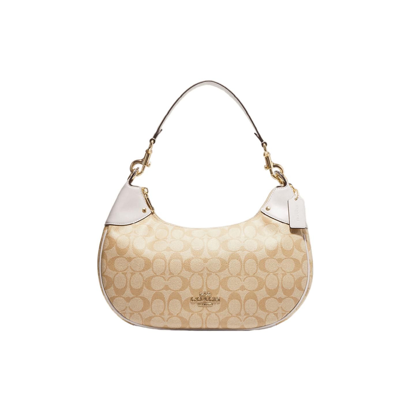 Coach Hobo 34 Gold Logo Plaque Classic Monogram Canvas With Leather Shoulder Bag Women shoulder bag khaki CI791-IMDQC Basic Set (Bag+Dust Bag)