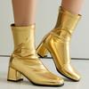 Fashion Autumn Ankle Boots for Women Black Gold Short Boot Fashion Square Toe Thigh Dance Fetish Party Shoes Lady Large Size 45