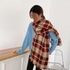 Double-sided plaid scarf women's winter 2025 Christmas imitation cashmere fringed shawl women's warm scarf