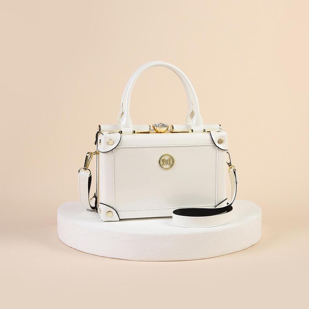 Retro Boxy Patent Leather Women's Crossbody Bag - Versatile Single Shoulder Handbag