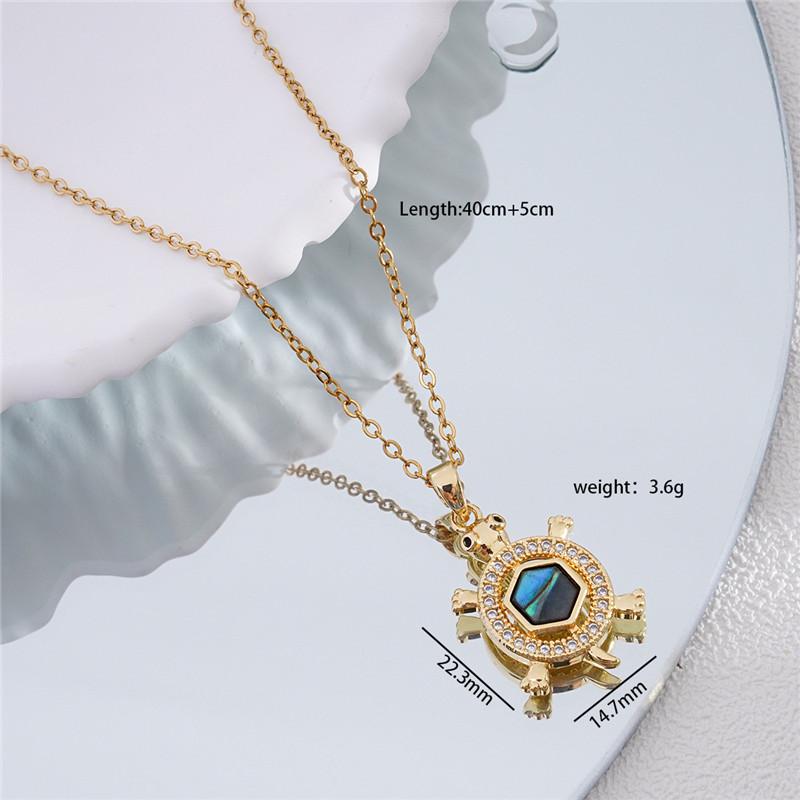 Cute Small Turtle Zircon Enamel Pendant Necklace Stainless Steel Chains Simple Animal Choker Jewelry Party Gift For Women Girls
