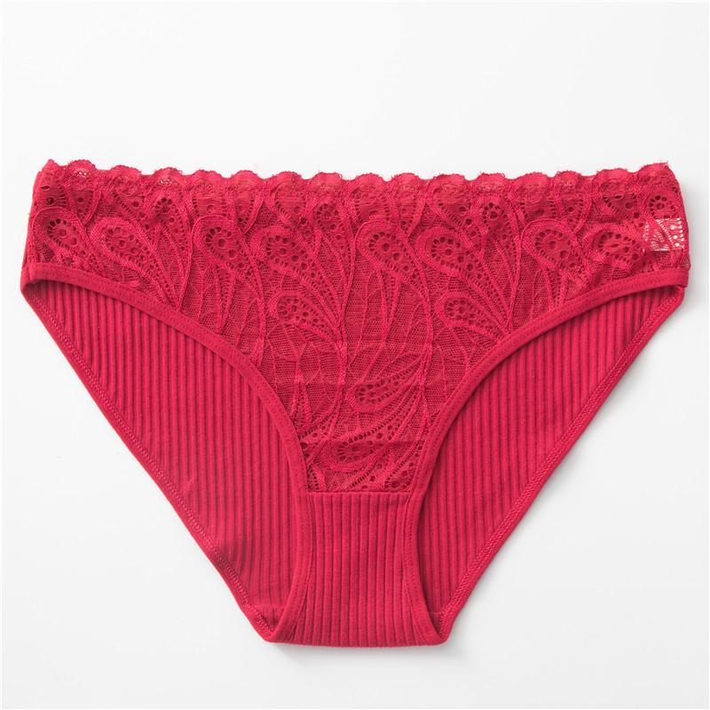 Unterwäsche für Damen, reine Baumwolle, niedrige Taille, sexy Spitzen-Slip, bestickt, atmungsaktiv, nahtlos, dreieckiges Höschen