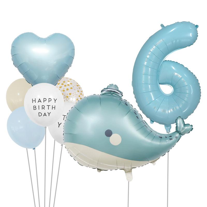 

Ocean Theme Balloon Set Birthday Party Ornament 32 Inch Digital Balloon Bundle Dolphin Aluminum Film Balloon Set Dolphin Balloon Bundle 6