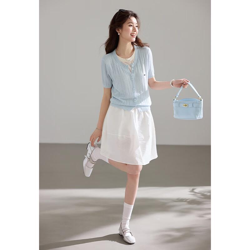 VICTORIA&VERA Faux Two-Piece Knit Top with Bow Detail