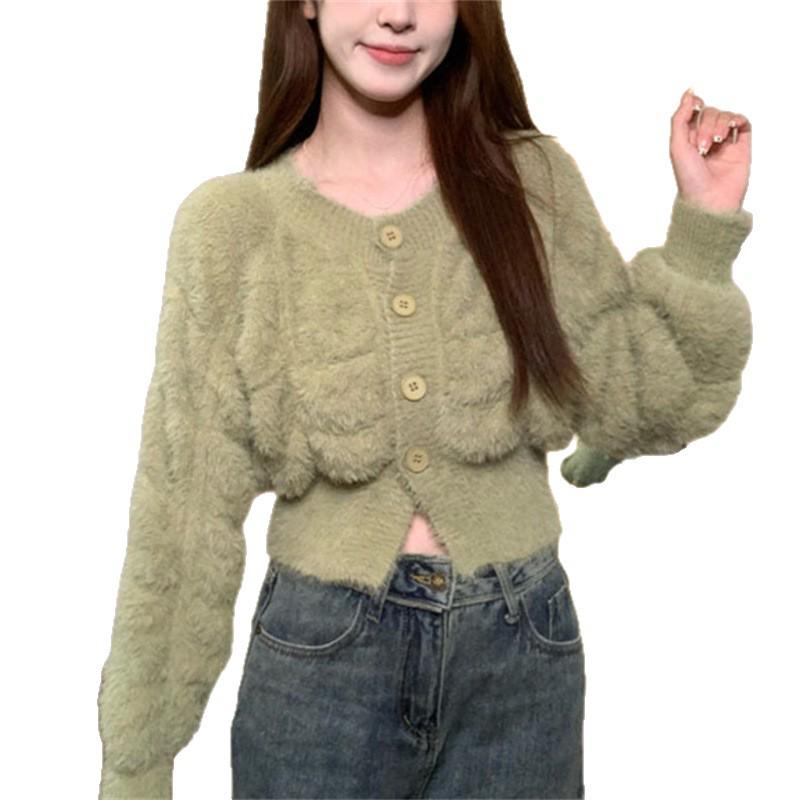 Korean Style Hollow Knit Cardigan - Autumn Winter Soft & Gentle Solid Color Sweater Coat for Women