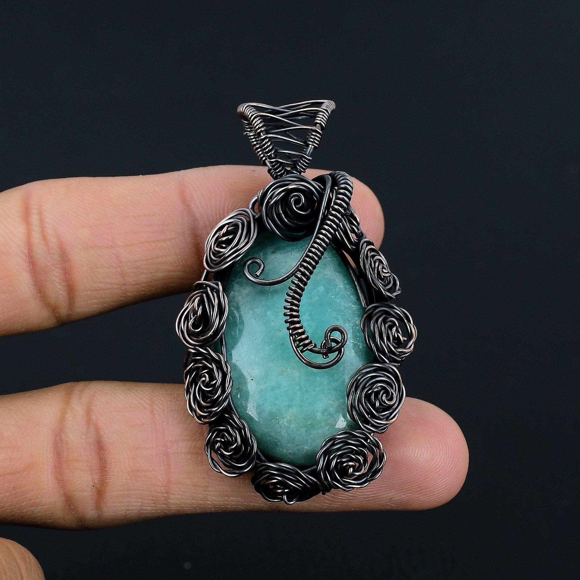 

Подвеска Аквамарин 999 Медная проволока, Ручная работа Подвеска с драгоценным камнем, Подарки для жены Совершенно новая подвеска 2.55 Inches